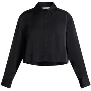 Michael Kors, Dames, Blouses & Shirts, Zwart, Maat: L Satijn,