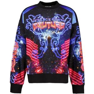 Versace Jeans Couture, Heren, Sweatshirts & Hoodies, Blauw, Maat: M Katoen,