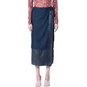 Dries Van Noten, Dames, Rokken, Blauw, Maat: L Satijn,
