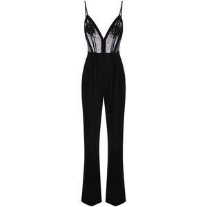 Elisabetta Franchi, Dames, Jumpsuits & Playsuits, Zwart, Maat: 2XL Poliester,