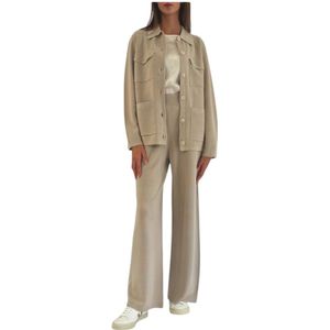 Nenette, Dames, Broeken, Beige, Maat: L Wol,