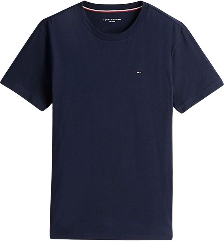 Tommy Hilfiger - Slim Fit T-Shirt - Blauw - Katoen Stretch