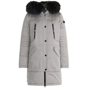 Betty Barclay - Gewatteerde Jas - Grijs - Dames - Met Capuchon en Bontafwerking