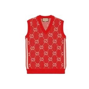 Gucci GG jacquard gebreid vest , Red , Heren , Maat: XS