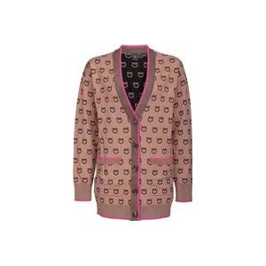 Pinko Jacquard Logo Cardigan , Brown , Dames , Maat: S