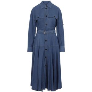 Bottega Veneta, Dames, Jurken, Blauw, Maat: S Linnen,