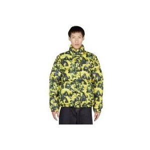 Moncler Gewatteerd jack met grafische print , Yellow , Heren , Maat: M