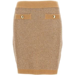 Elisabetta Franchi, Dames, Rokken, Beige, Maat: S Wol,