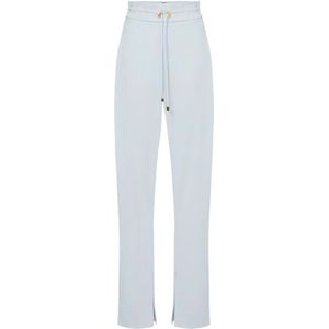 Elisabetta Franchi, Dames, Broeken, Blauw, Maat: XS Leer,