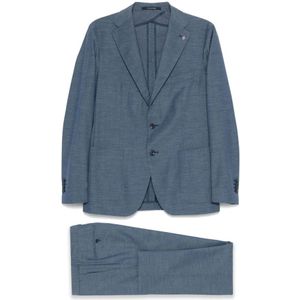 Tagliatore, Heren, Pakken, Blauw, Maat: L Linnen,