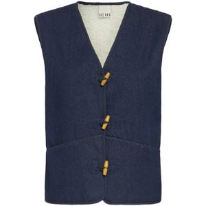 Ichi, Dames, Jassen, Blauw, Maat: XS Denim,