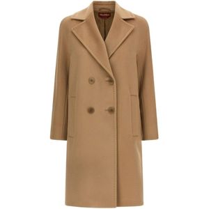 Max Mara Studio, Dames, Mantels, Bruin, Maat: 2XS Wol,