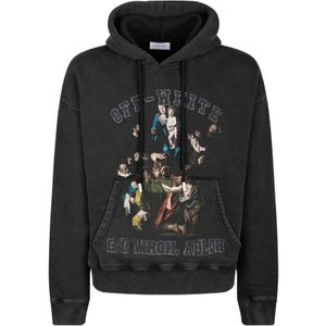 Off White, Heren, Sweatshirts & Hoodies, Zwart, Maat: M Katoen,