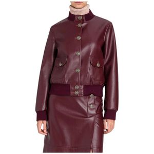 Twinset, Dames, Jassen, Rood, Maat: L Leer,