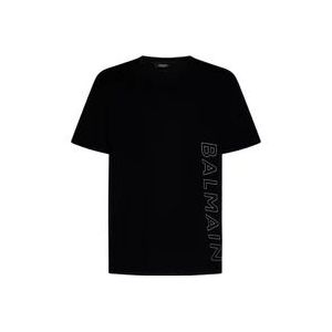 Balmain Logo T-shirt , Black , Heren , Maat: M