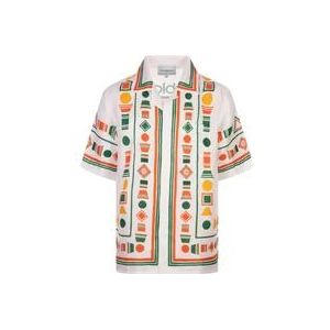 Casablanca Witte Zijden Shirt met Speelse Adelaar , Multicolor , Heren , Maat: L