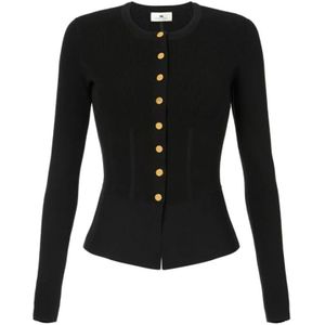 Elisabetta Franchi, Dames, Truien, Zwart, Maat: S Viscose,