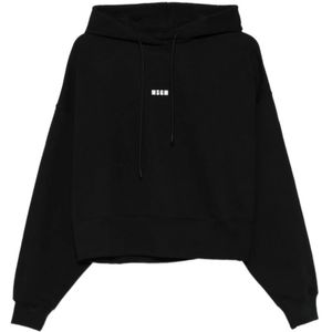 Msgm, Dames, Sweatshirts & Hoodies, Zwart, Maat: S Katoen,