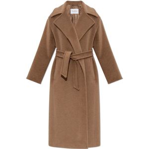 Max Mara, Dames, Mantels, Bruin, Maat: L Wol,
