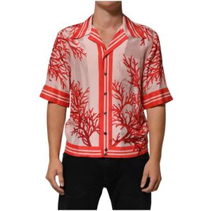 Dolce & Gabbana, Heren, Overhemden, Rood, Maat: M Zijde,