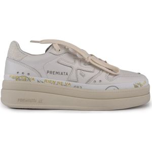 Premiata Witte leren sneakers met logo , White , Dames , Maat: 41 EU