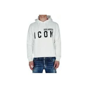 Dsquared2 Icon Hoodie - Wit , White , Heren , Maat: S