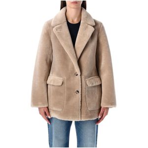 Urbancode, Dames, Jassen, Beige, Maat: M Leer,