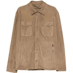 Canali, Heren, Jassen, Bruin, Maat: 2XL Suède,