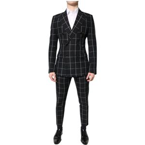 Dolce & Gabbana, Heren, Pakken, Zwart, Maat: M Zijde,