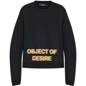 Dsquared2, Heren, Sweatshirts & Hoodies, Zwart, Maat: M Katoen,