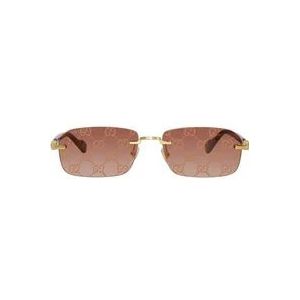 Gucci Vierkante metalen zonnebril met degradé lens , Multicolor , unisex , Maat: 56 MM