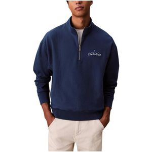 Calvin Klein Jeans, Heren, Sweatshirts & Hoodies, Blauw, Maat: S Katoen,