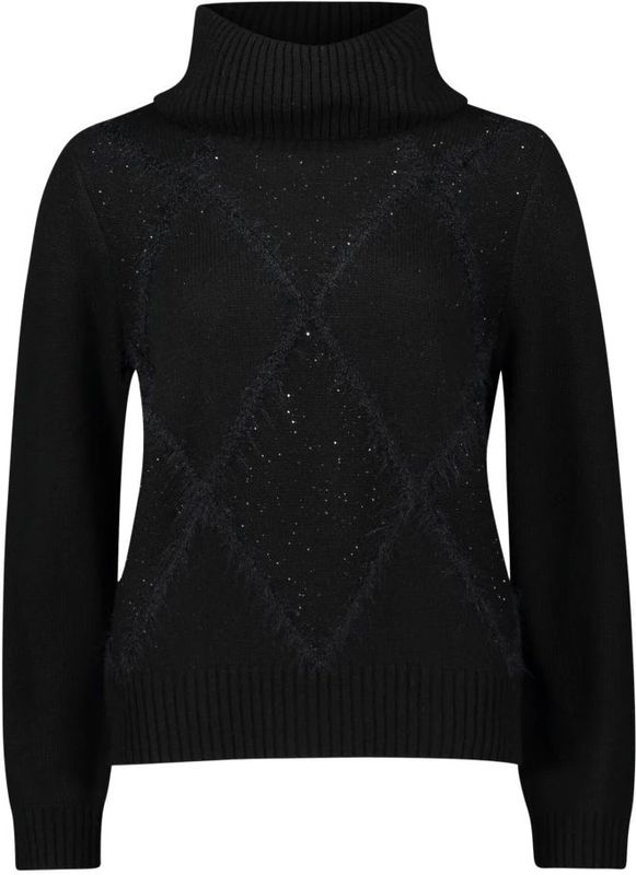 Betty & Co - Gebreide Trui met Kraag - Zwart - Dames