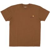 Carhartt WIP - T-shirts - S/S American Script T-Shirt Hamilton Brown voor Heren van Katoen - Maat S - Bruin