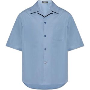 Versace, Heren, Overhemden, Blauw, Maat: L Katoen,