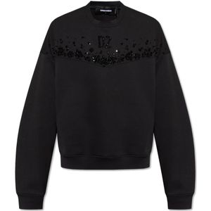 Dsquared2, Heren, Sweatshirts & Hoodies, Zwart, Maat: L Katoen,