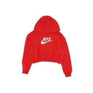 Nike Grafische Oversized Crop Hoodie , Red , Dames , Maat: M