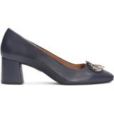 Kazar - Marineblauwe Leren Pumps - Dames - Metalen Versieringen