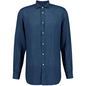 Boglioli, Heren, Overhemden, Blauw, Maat: M Linnen,