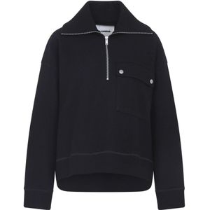 Jil Sander, Dames, Sweatshirts & Hoodies, Blauw, Maat: S Wol,