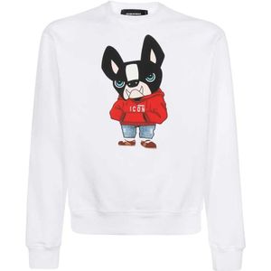Dsquared2, Heren, Sweatshirts & Hoodies, Wit, Maat: XS Katoen,