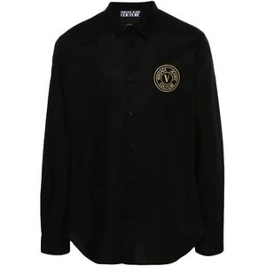 Versace Jeans Couture, Heren, Overhemden, Zwart, Maat: S Katoen,