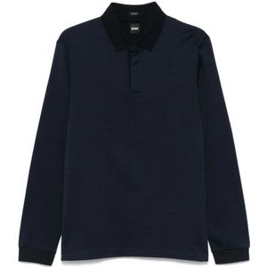 Hugo, Heren, Tops, Blauw, Maat: M Katoen,