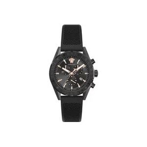 Versace V-Chrono Chronograaf Horloge Siliconen Band , Black , Heren , Maat: ONE Size