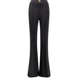 Elisabetta Franchi, Dames, Broeken, Zwart, Maat: L Poliester,
