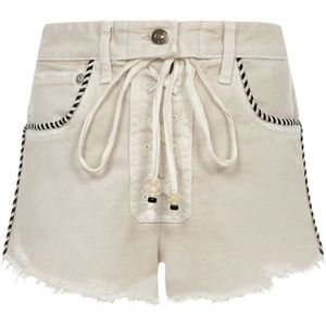 Alanui, Dames, Korte broeken, Beige, Maat: W27 Denim,