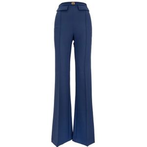Elisabetta Franchi, Dames, Broeken, Blauw, Maat: S Poliester,