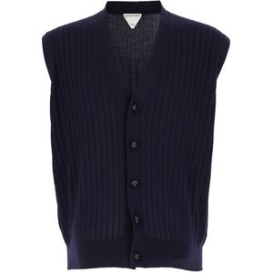 Bottega Veneta, Heren, Jassen, Blauw, Maat: S Wol,