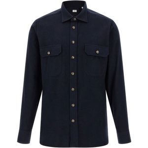 Borriello Napoli, Heren, Overhemden, Blauw, Maat: S Katoen,