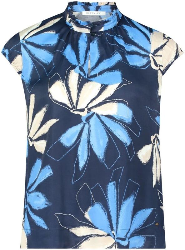 Betty & Co - Overhemden - Blauw - Korte Mouw Slip Blouse